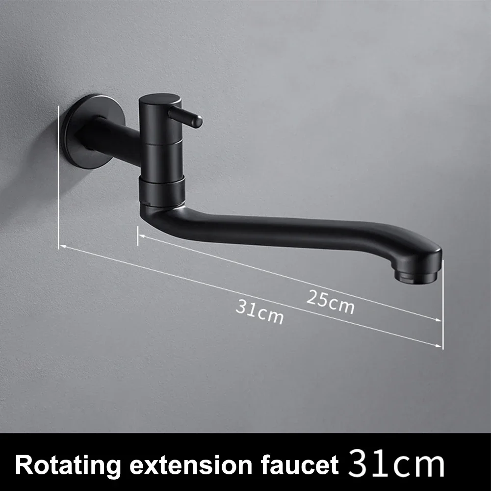 Extended Wall Mounted Faucet Single Cold Kitchen Sink Mop Pool Faucet Rotatable Bathroom Balcony Mop Pool Extended Tap Nozzle