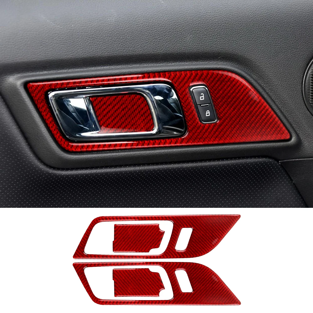 

4 Pieces Carbon Fiber Car Interior Door Handle Panel Cover Trim Sticker for Ford Mustang 2015-2023