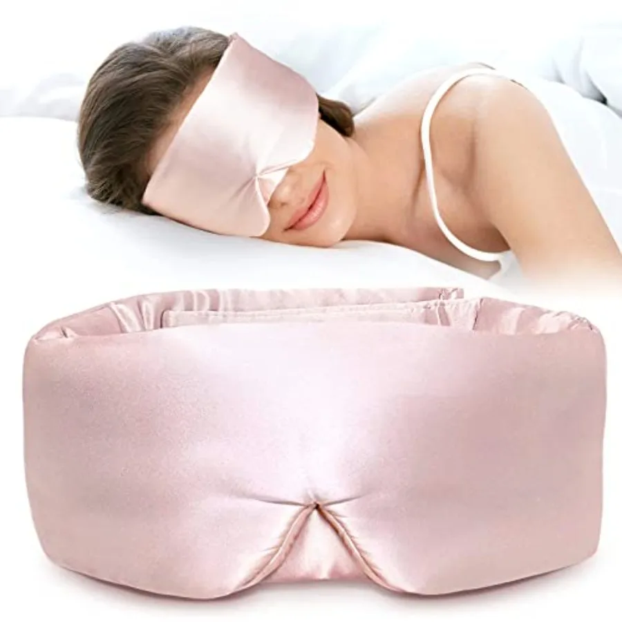 

Silk Sleep Mask for Side Sleeper, Eye Mask Sleeping for Women Men 100% 22 Momme Pure Mulberry Silk, Face-Hugging Padded Eye Cov
