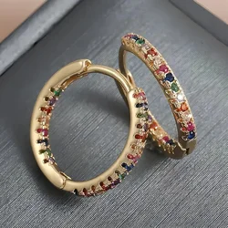 Women's Fashionable Gold Earrings With Random Colored Zircon Styles, High-End Luxury Fashion Ins series.