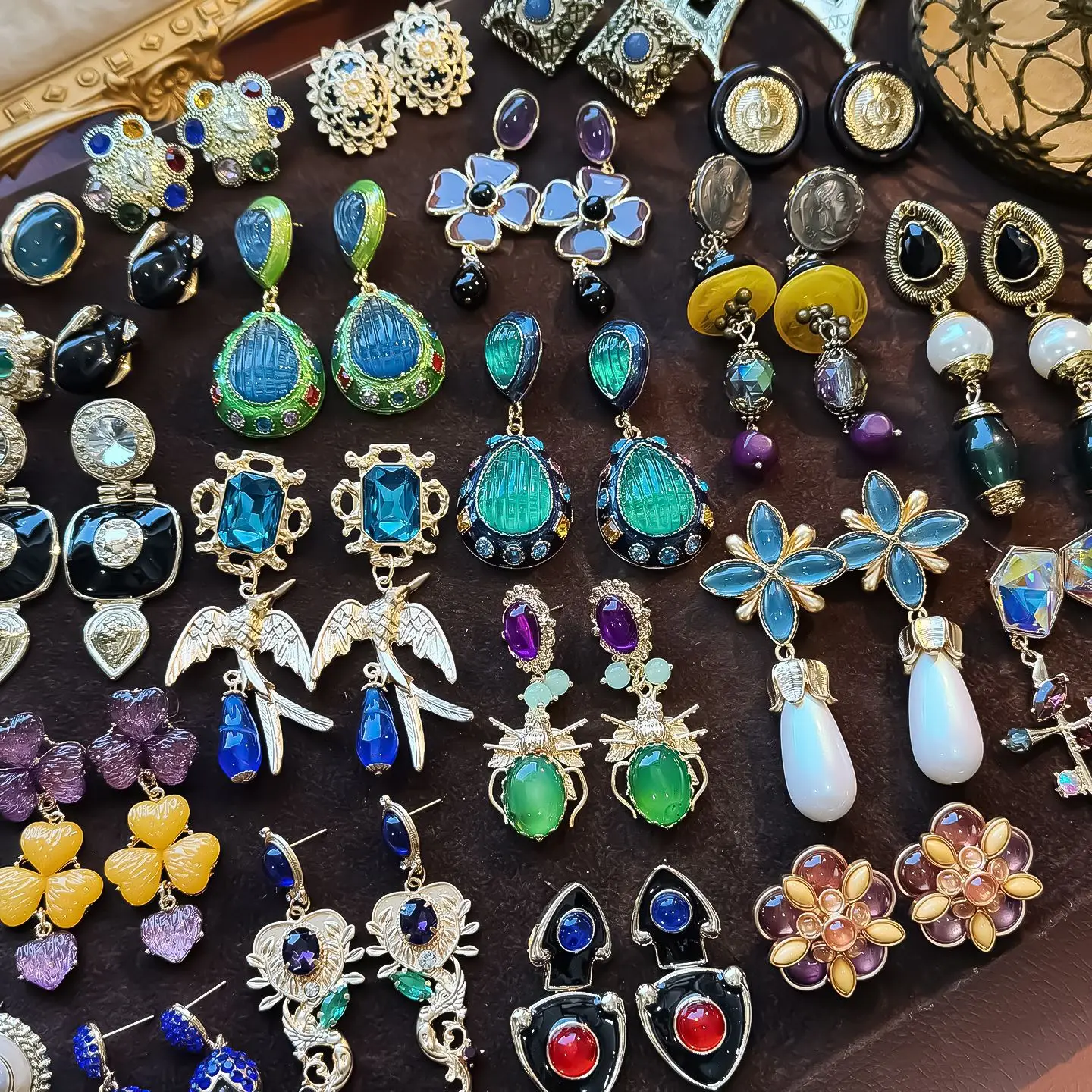 

10/20pairs/lot New Mix Style Luxury Dangle Earrings Vintage Exaggerated Personality Water Drop Crystal Zircon Pearl Stud Earring