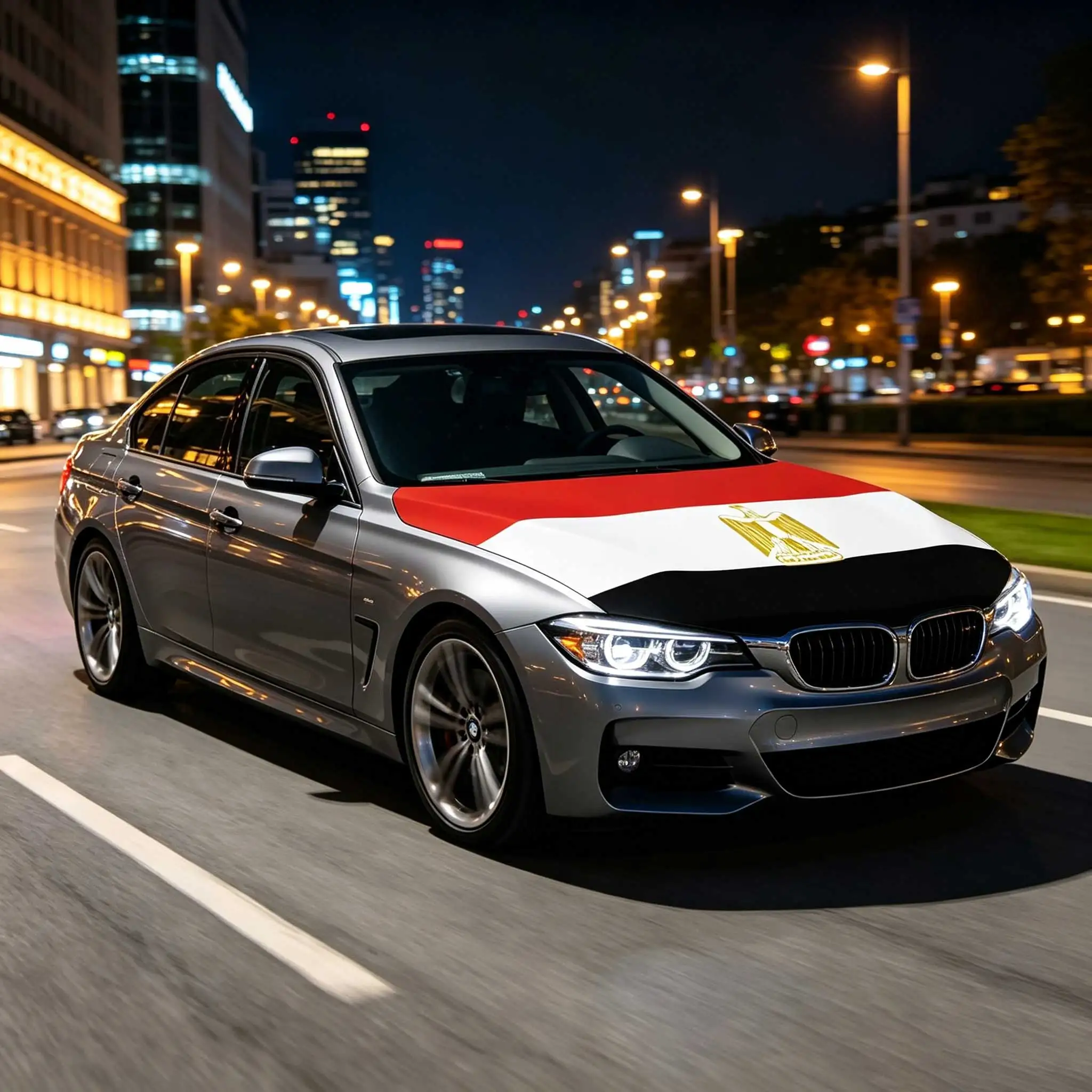 3.8x5.3fts National Gypt Flag Banner Car Hood Cover Flag Elastic Fabrics Engine Cover For Decoration
