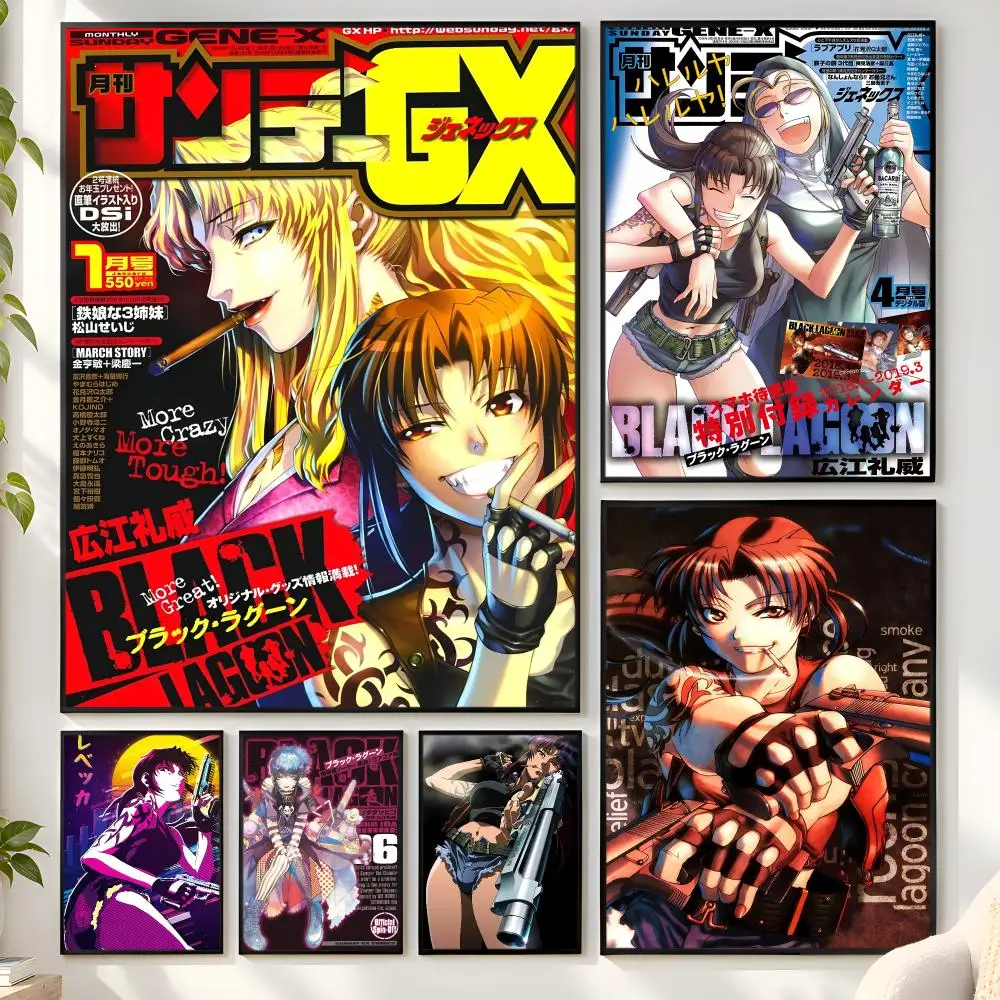 Classic Japanese Anime B-Black Lagoon Poster Matte Wall Peel And Stick Decor Bedroom Living Room Office Dorm Home