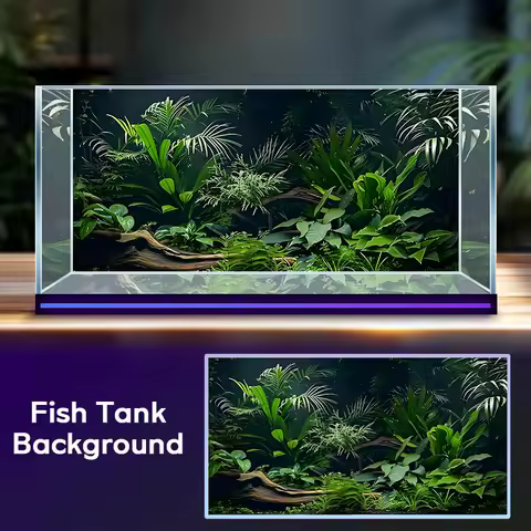 Green Secret Realm，Fish tank background painting,Climbing Pet Box Background Stickers, Front self-adhesive，Landscape ornaments