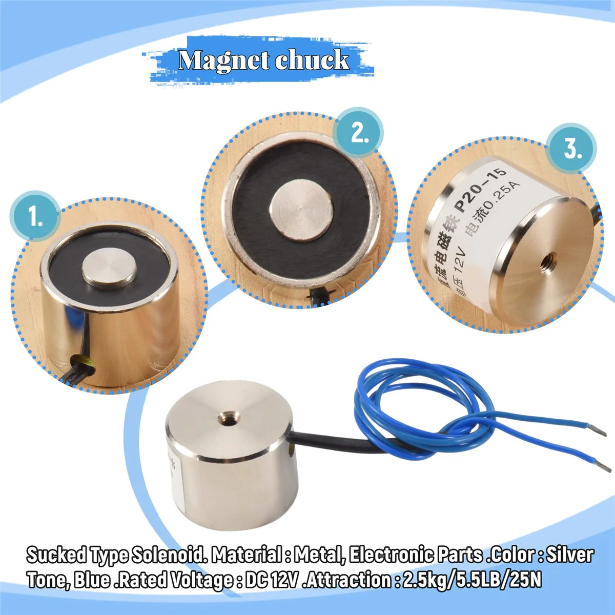 Shop Now Sucked Electric Lifting Magnet Electromagnet 12VDC 2.5Kg 5.5LB 20x15mm