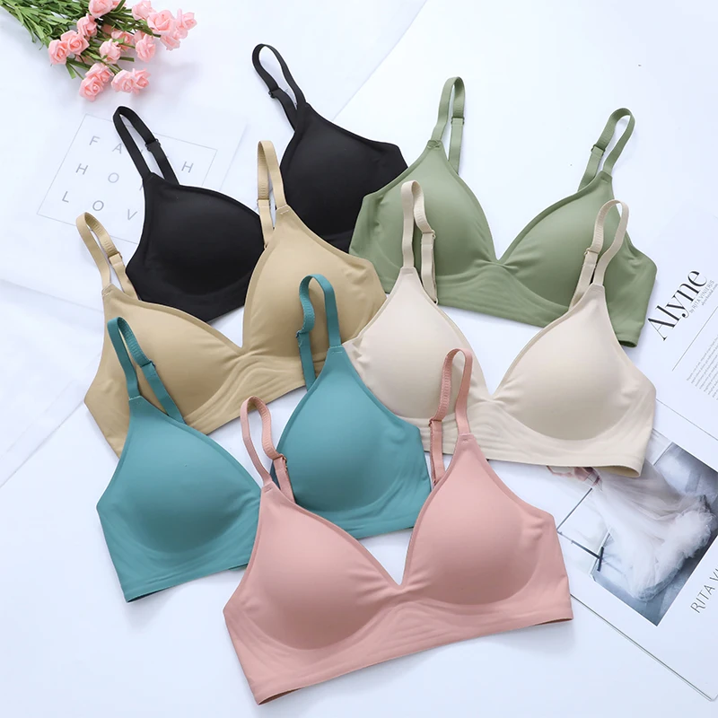 Adjustable Seamless Bras for Woman Wireless Underwear Sleep Removable Padded Bralette One Piece Brassiere No Wire Comfortable