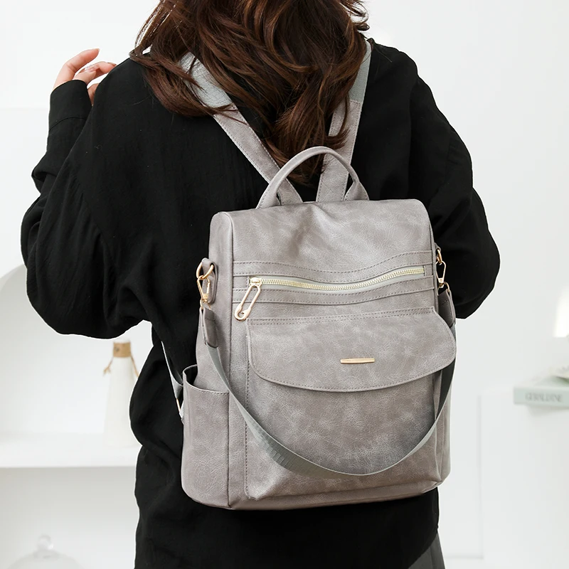 Fashion Anti-theft Women Backpacks Famous Brand High Quality PU Leather Travel Backpack Ladies Large Capacity Shoulder Handbags