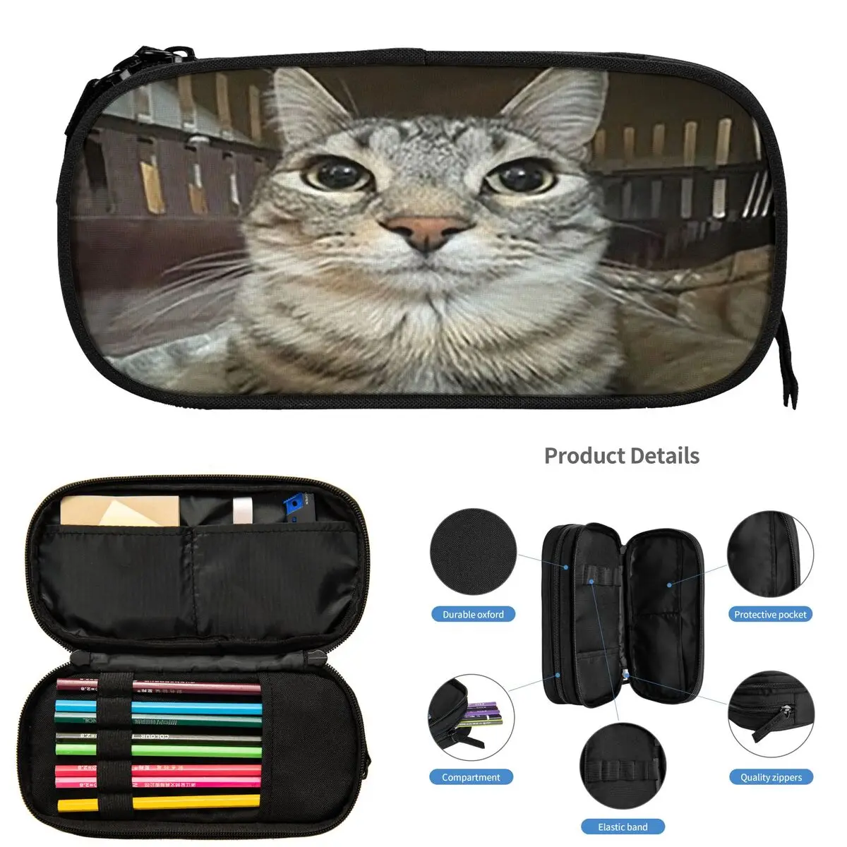 

Кот напрямую на тебя пеналы для школьников, школьная коробка для ручек, сумка для карандашей, большая вместительная сумка для хранения канцелярских принадлежностей