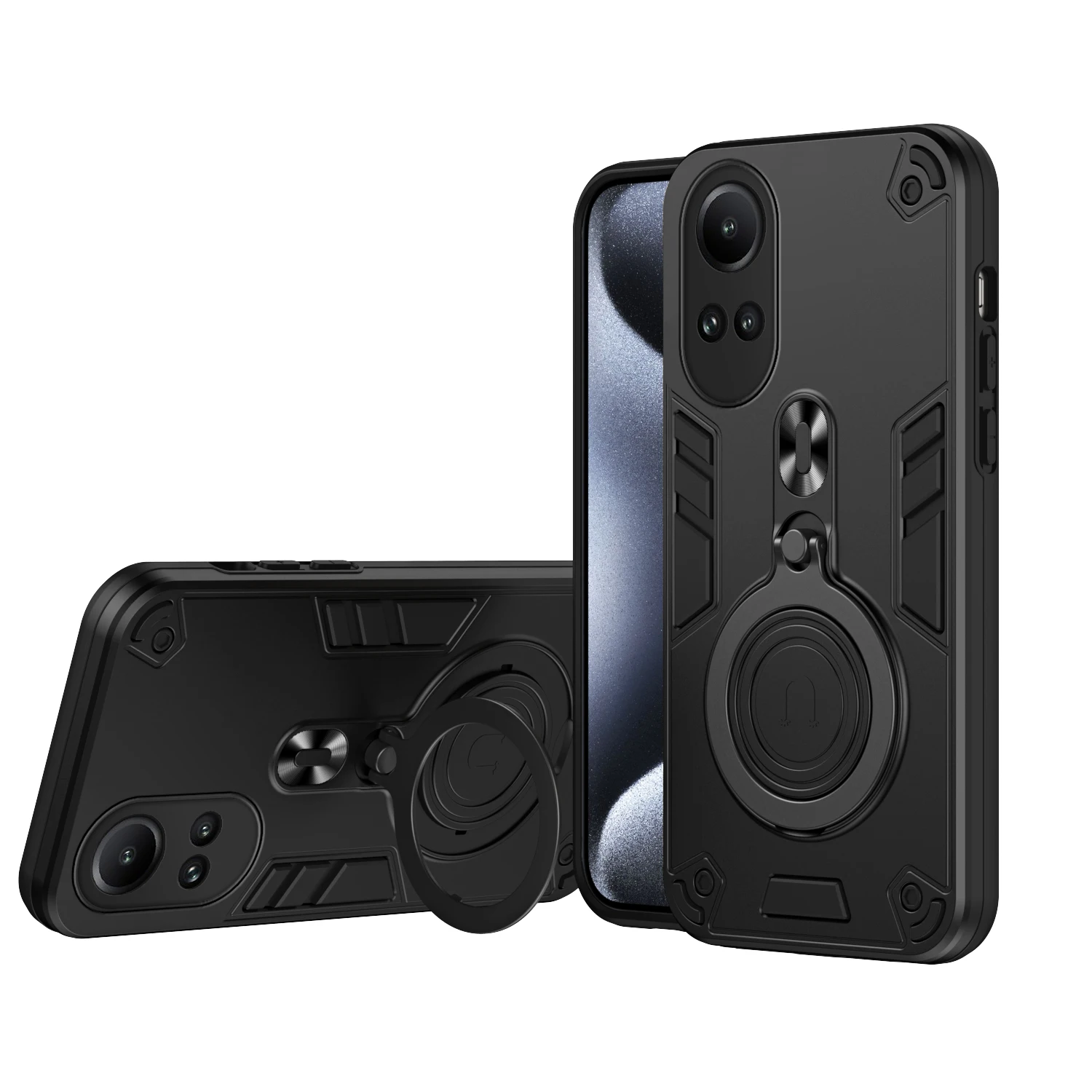 

Armor Case for Oppo Reno10 Pro Global Car Mount Magnetic 360° Ring Holder Shockproof Phone Cover OppoReno10Pro CPH2531 CPH2525