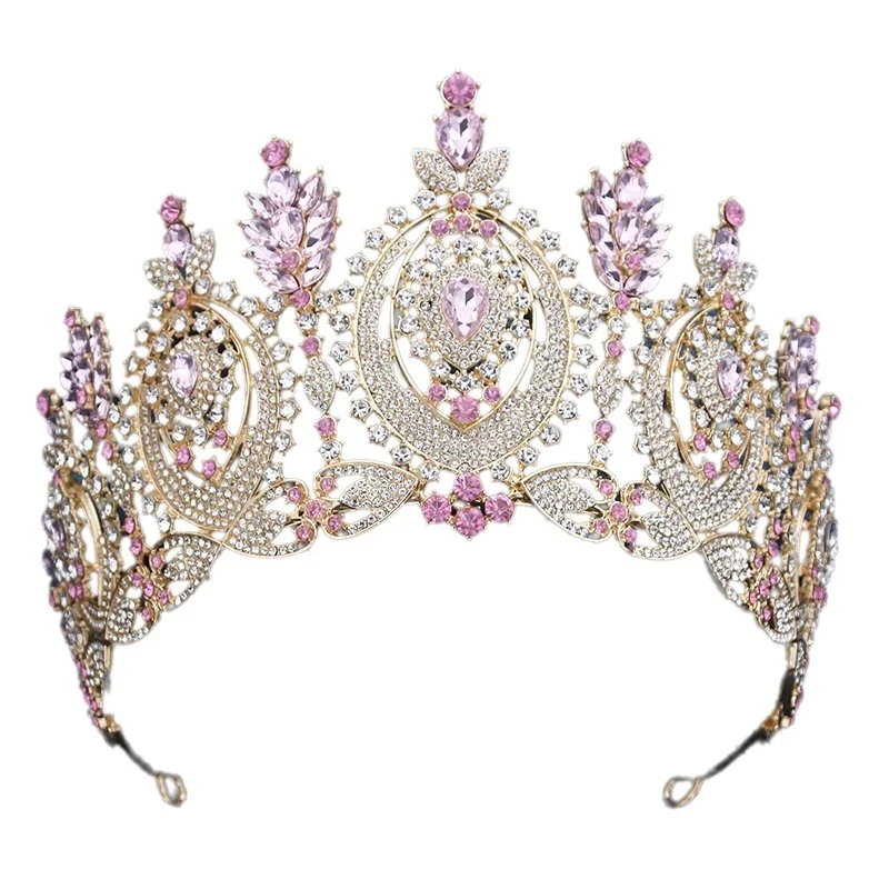 

Wedding Crowns For Queen Baroque Rhinestone Big Bridal Tiara Crown For Pageant Miss Universe Wedding Hair Jewelry Headdress