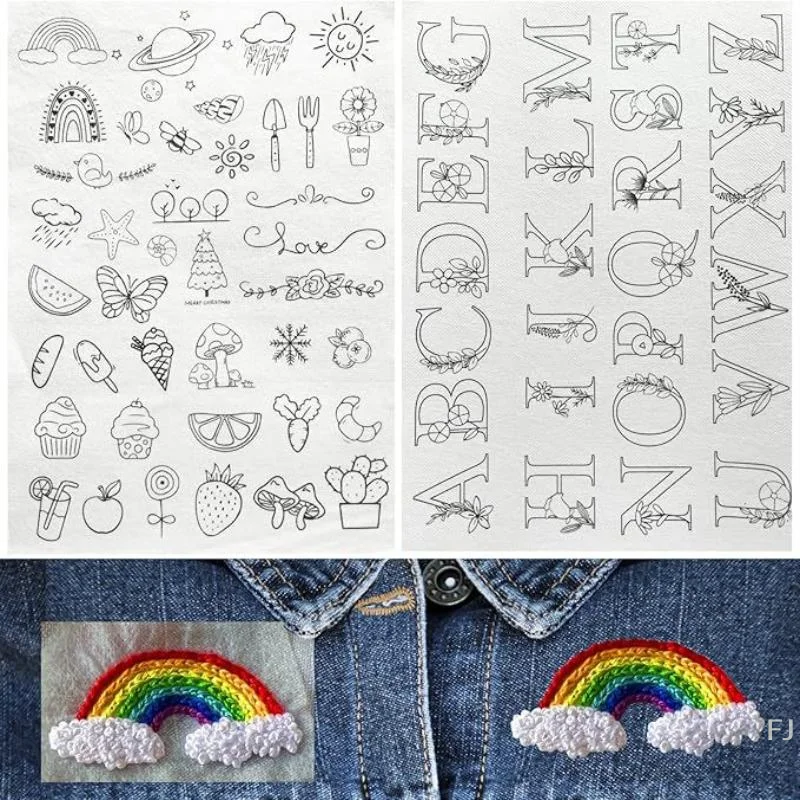 

[YU] 2 листа водорастворимой нетканый материал стабилизатор вышивки узоры наклейка вышивка бумага моющиеся формы для шитья