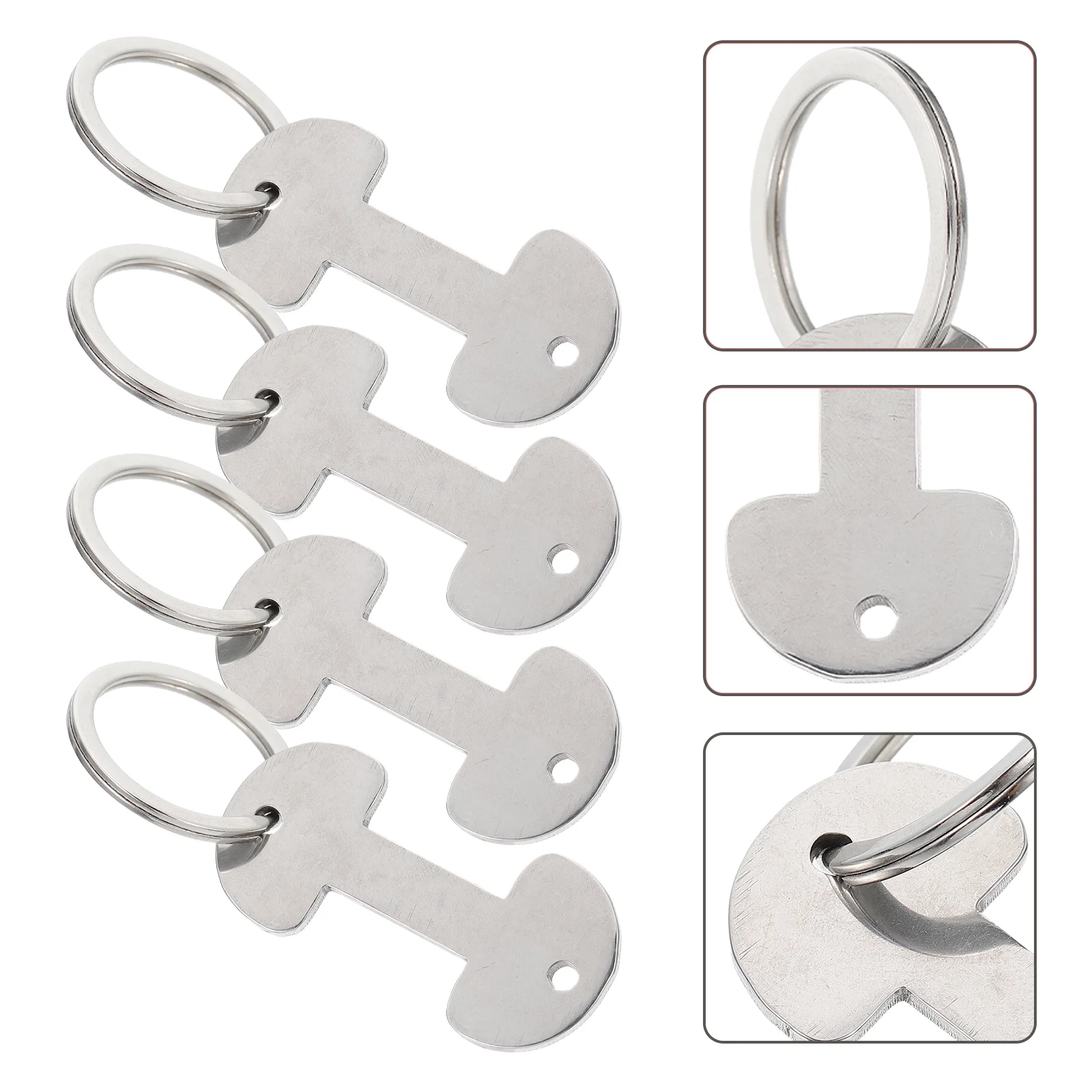 4 Pcs Cart Token Keyring Go Carts Small Trolley Tokens Shopping Pendant Zinc Alloy Buckle Metal