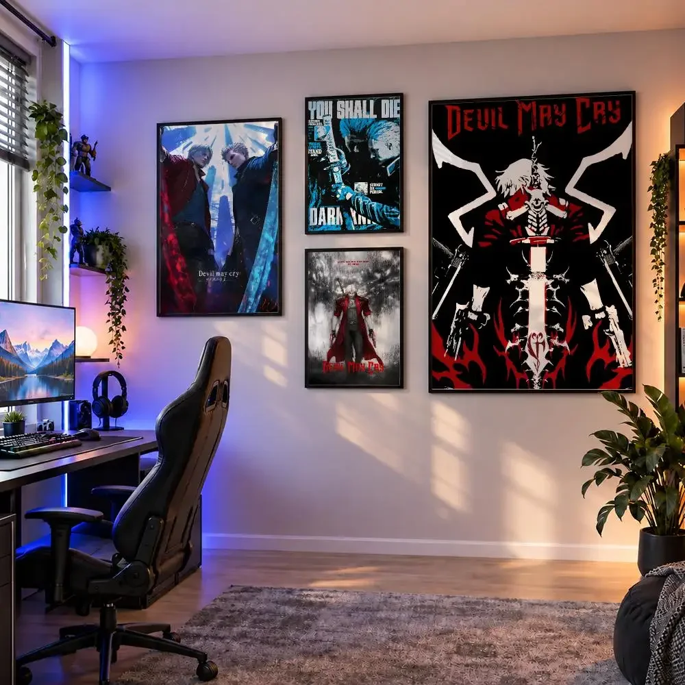 Game Devil May Cry DMC Dante Vergil Nero Poster Wall Art PP Waterproof HD Self Adhesive Modern Home Decor Living Room Apartment