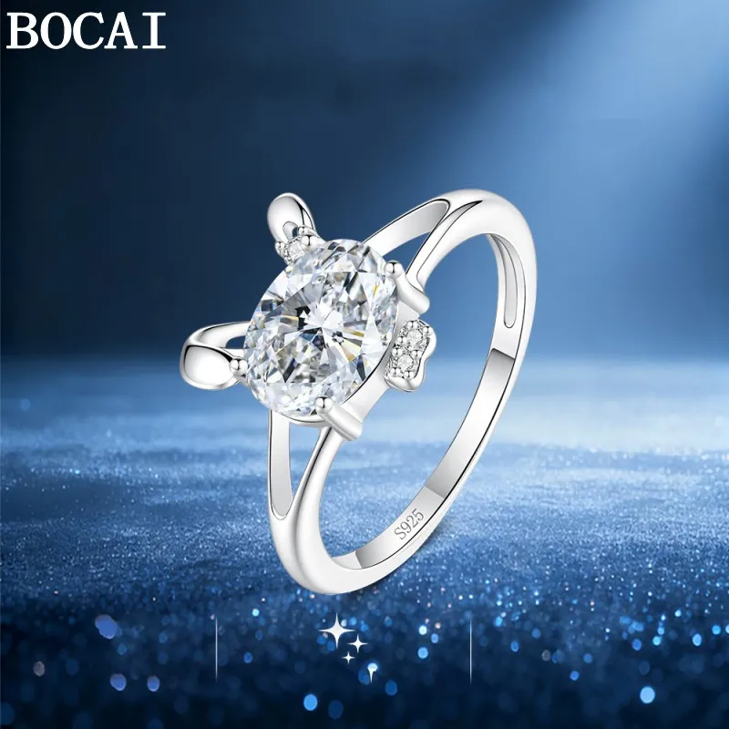 1ct Moissanite S925 Sterling Silver Jewelry Fashionable And Luxurious Rabbit Ring Women's Selected Gift