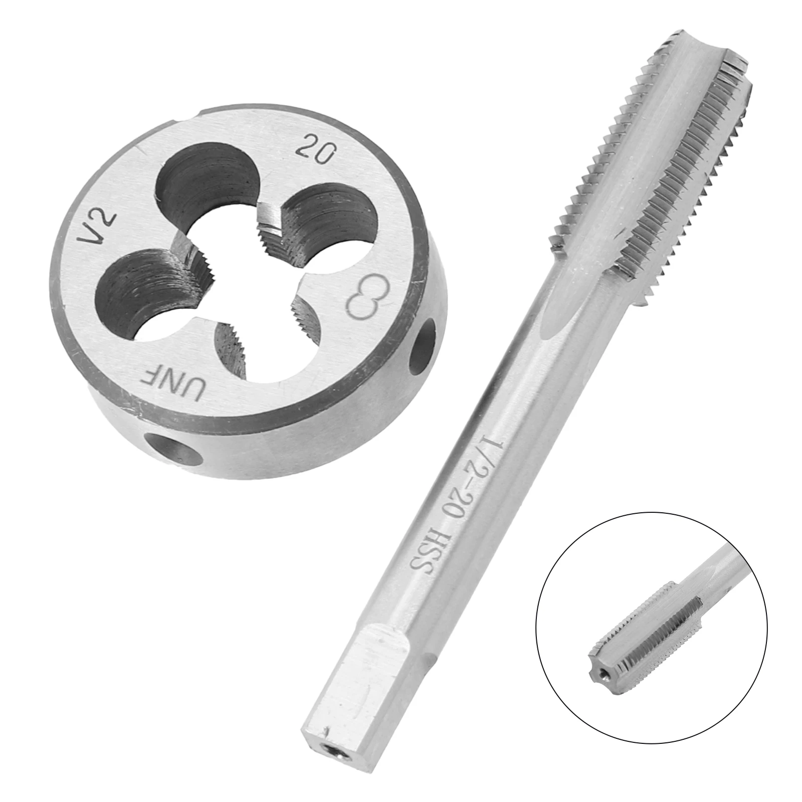 

UNF Die Kit 1/2-20 UNF Tap Workshop 1Set HSS High Speed Steel Model 1/2-20 UNF Replacement Round Handle Durable