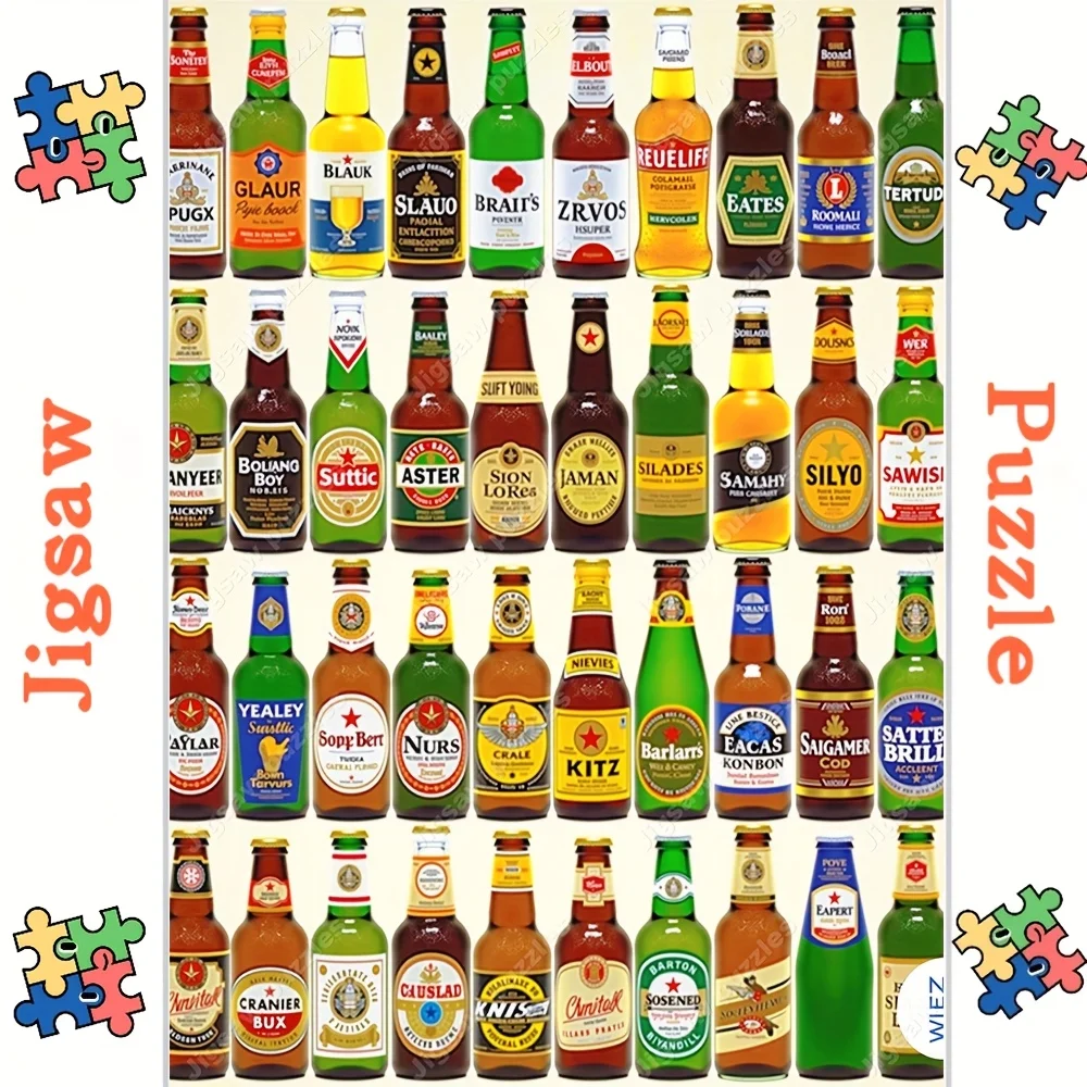 2000/1314/1000/520pcs Beer Bottle Labels Jigsaw Puzzle - Advanced Level Challenging Puzzle for Adults, Premium Paper DIY Art D