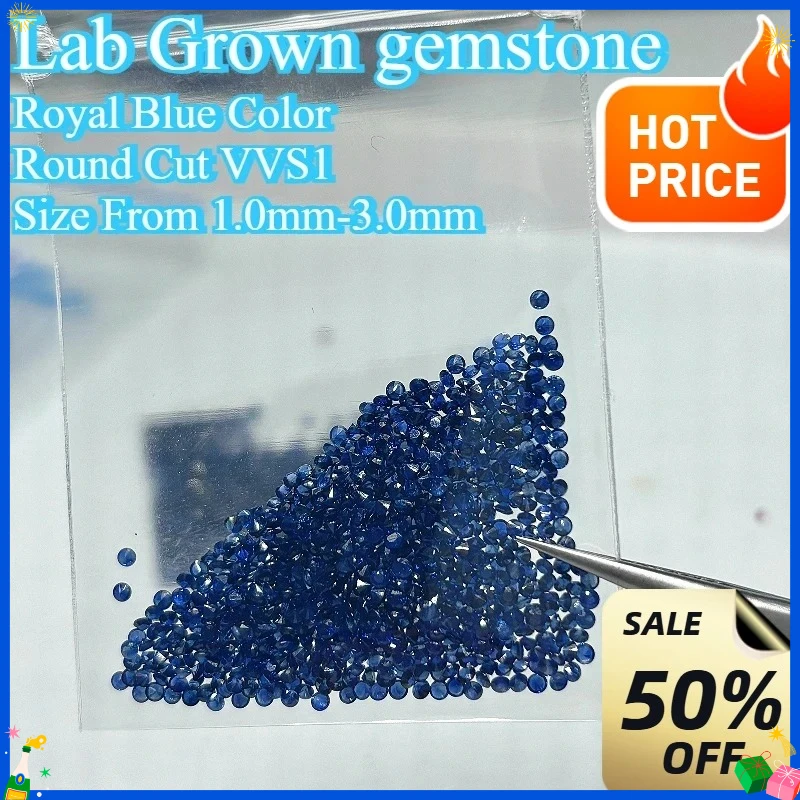 

Royal Blue Color Laboratory Gemstone Round Cut Top Quality Charm Beads for Diy Jewelry Making Rings Selectable AGL Certificate