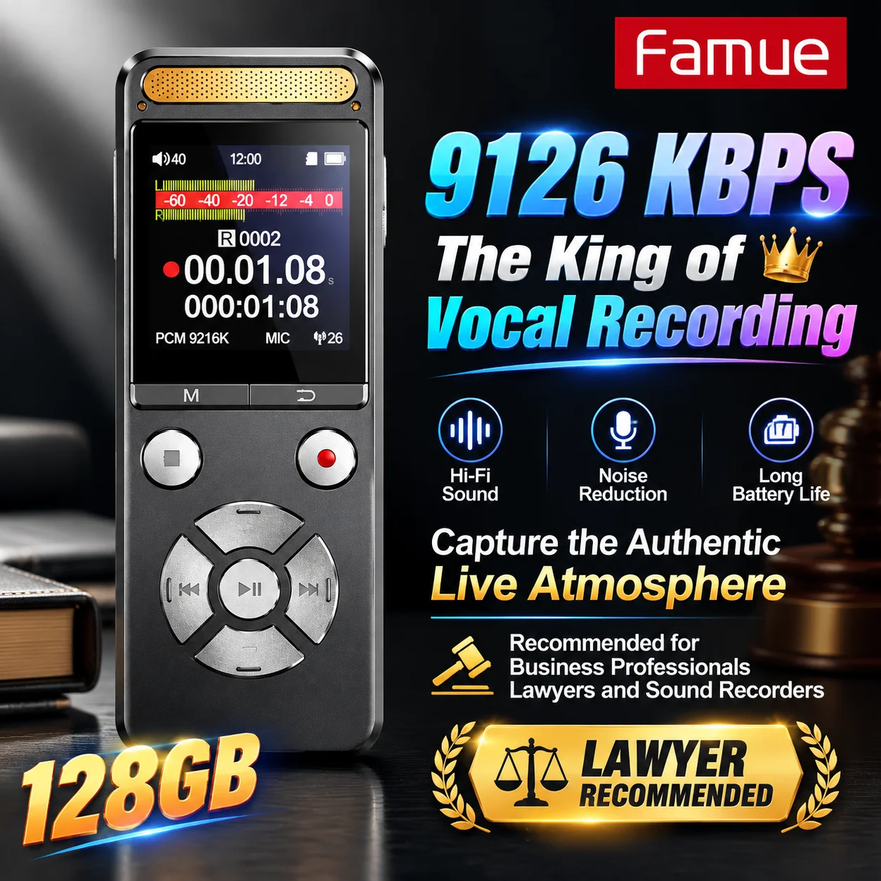 Voice Recorder Pen - FANMU L17 Gravador de Voz Digital