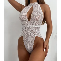 Transparent Lace Teddy Sexy Lingerie For Women Porno Halter Bodysuits Sexy Erotic Underwear Sex Dress Backless Sexi Costumes