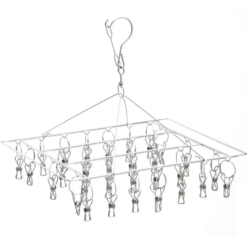 Stainless Steel Clothes Hanger Multi-Purpose Clothes Drying Rack Balcony Home Use Windproof Socks Drying Tool