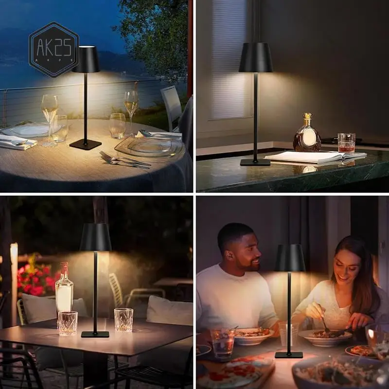 

AK25-Modern LED Portable Cordless Table Lamp,USB Rechargeable Touch Desk Lamp,3 Color & Stepless Dimming Bedside Lamps