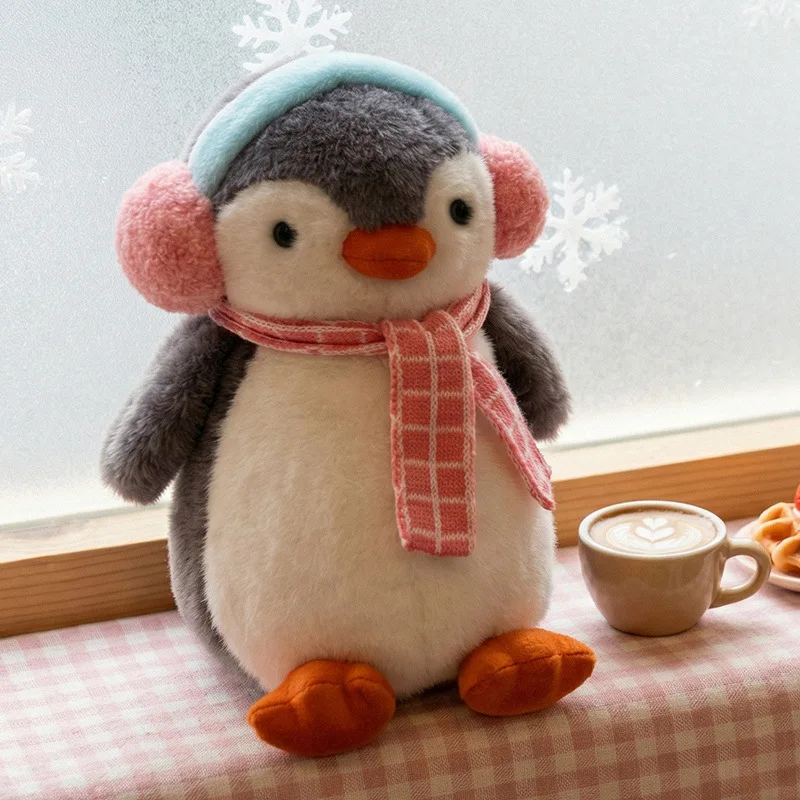 

25/35CM Cute Headphone Penguin Plush Toys Lovely Skiing Penguin Winter Dress Up Doll Warm Gifts