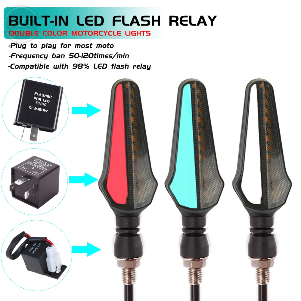 2 szt. Kierunkowskazy motocykla 24 diody LED jasne światła 2 w 1 małej mocy kierunkowskazy motocyklowe płynące kierunkowskazy