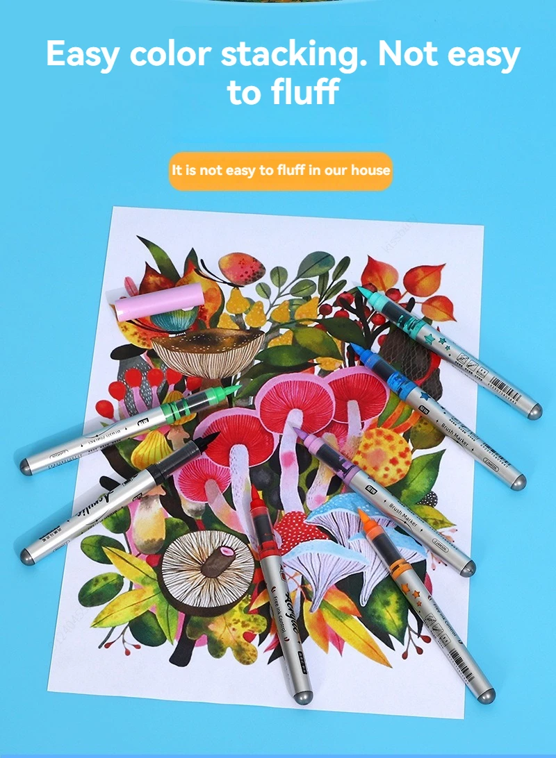 12-84 Colors Upgrade Acrylic Paint Pens Markers Brush Tip Paint Markers For Rock Painting Wood Canvas Stone DIY Crafts Stationer