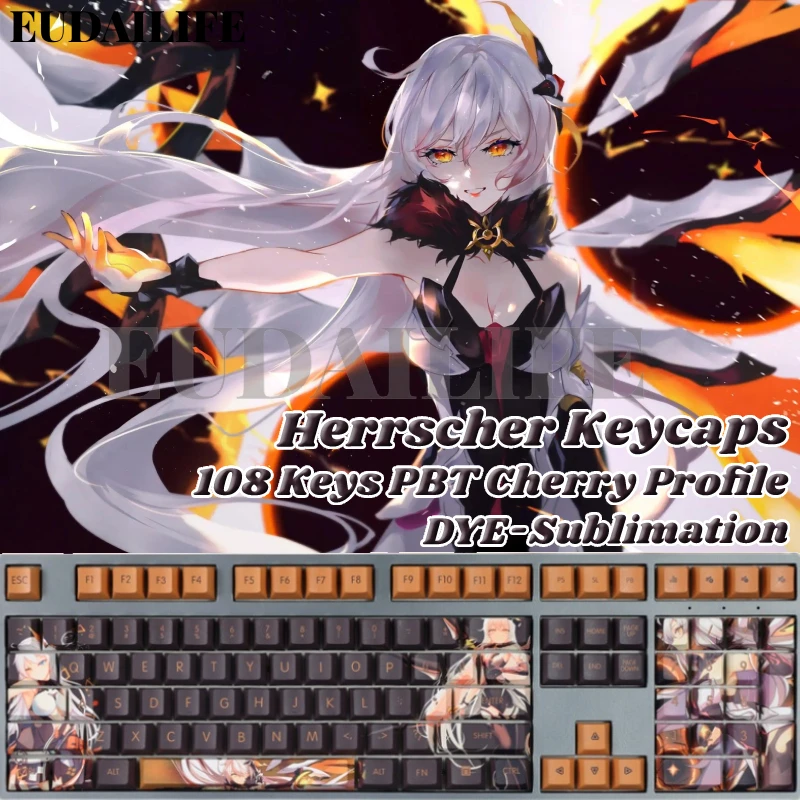 

Honkai Impact Kiana Herrscher 108 Key Caps PBT DYE Sublimation Cherry Profile MX Cross Axis Switch Keycap Mechanical Keyboard