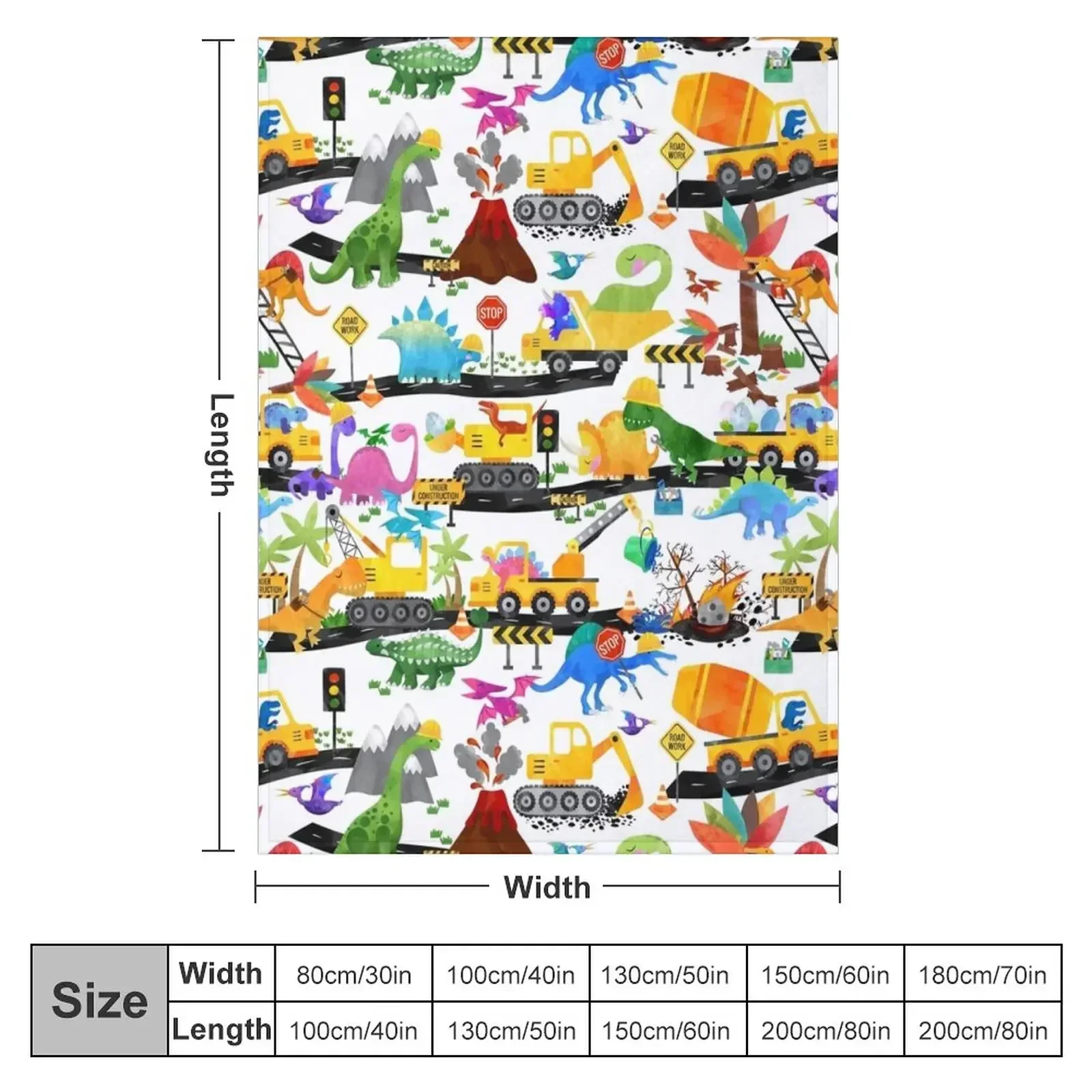 Watercolor Dinosaur Road Crew Construction Throw Blanket Decorative Sofas Loose Kid'S Blankets