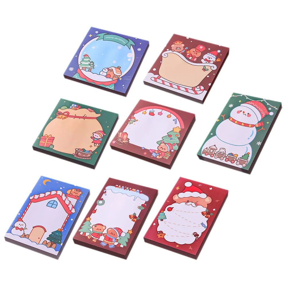 8 Pcs Christmas School Pad Adorable Memo Portable Sticker Office Household Small Supplies Nail Pads