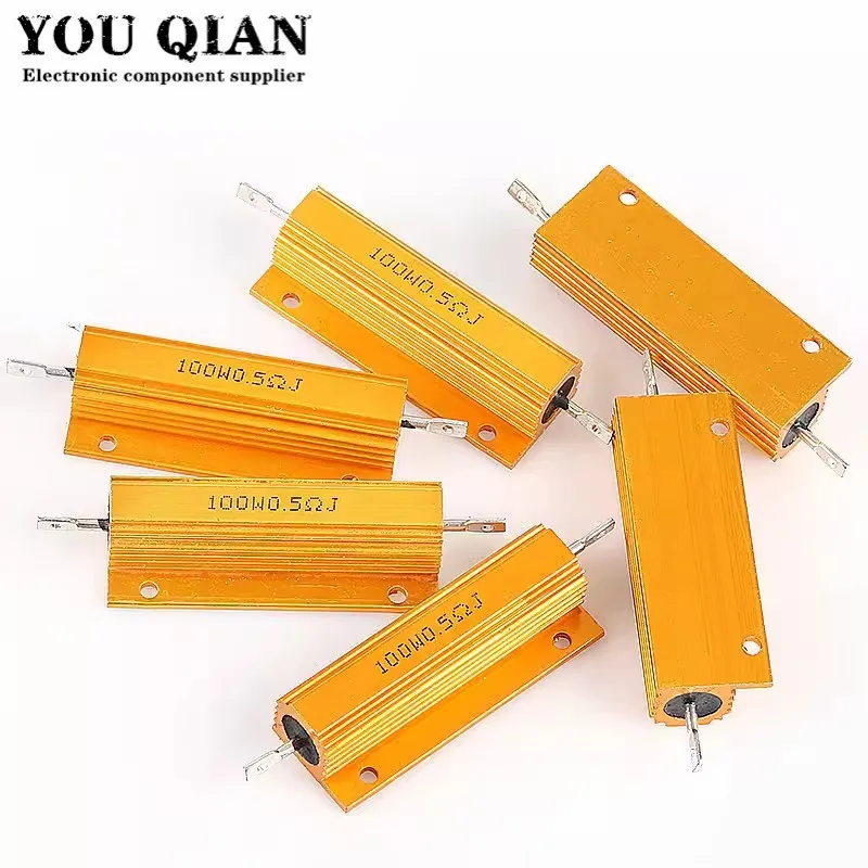 

50W 100W Aluminum Power Metal Shell Case Wirewound Resistor 0.01R ~ 100K 1 6 8 10 20 200 500 1K 10K ohm resistance RX24 ibuw