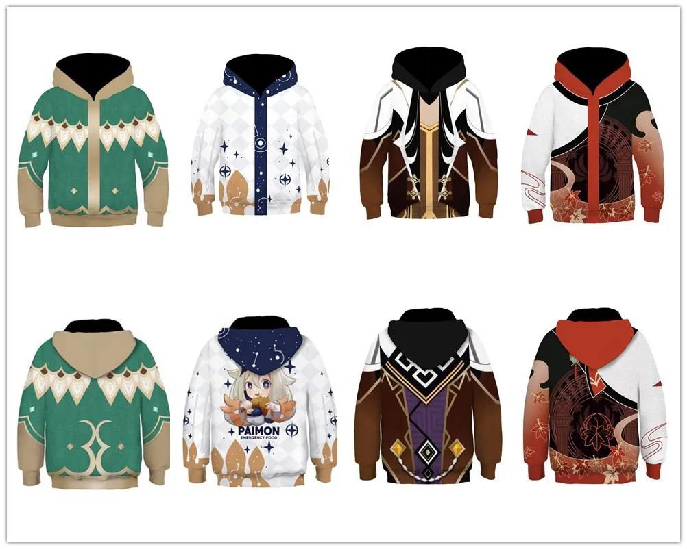

Kids Genshin Impact Zhongli Cosplay Hoodie 3D Printed Hooded Sweatshirt Kids Children Casual Streetwear Pullover
