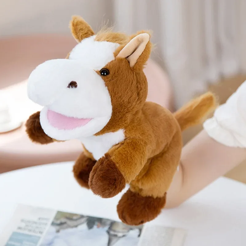 Animali di peluche ripieni Giocattoli Mano Dito Storia Burattino Bambole Kawaii Giocattoli educativi per bambini Anatra Agnello Mucca Cane Cavallo Regalo per bambini