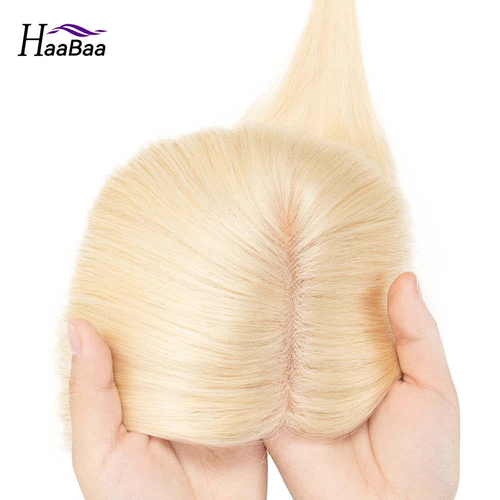 Mono Lace Human Hair Pieces Women Topper Natural 10-16 Inch Side Part 12X14cm Blonde Human Hair Topper 100% Real Human Hair