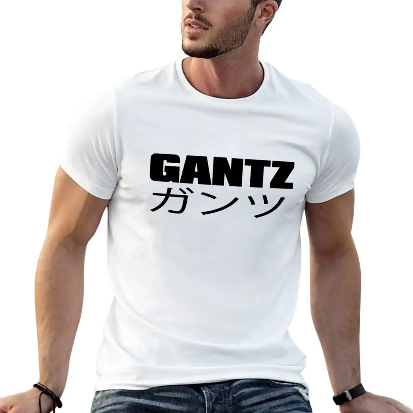 

New Gantz logo with hirigana T-Shirt plus size tops summer clothes mens t shirts