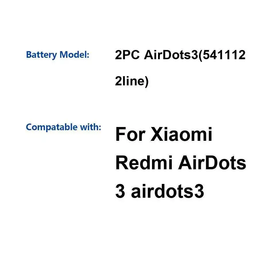 ل Xiaomi Redmi Airdots 3 airdots3 2 قطعة AirDots3 541112 2line 45mAh سماعة بطارية أداء جيد لدرجة الحرارة المنخفضة