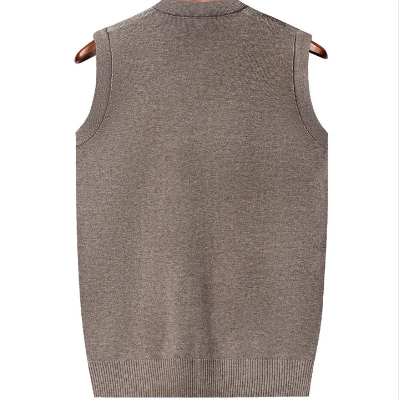 Knitted Sweater Vests Men V-neck Fashion Sleeveless Basic All-match Outwear Striped Hombre Streetwear Casual Warm High Street