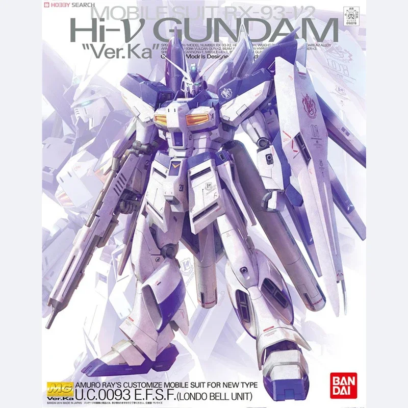 BANDAI MG 1/100 RX-93-v2 Hi-v GUNDAM Ver.Ka Anime Assembly Model Action Toy Figures Gifts for Children