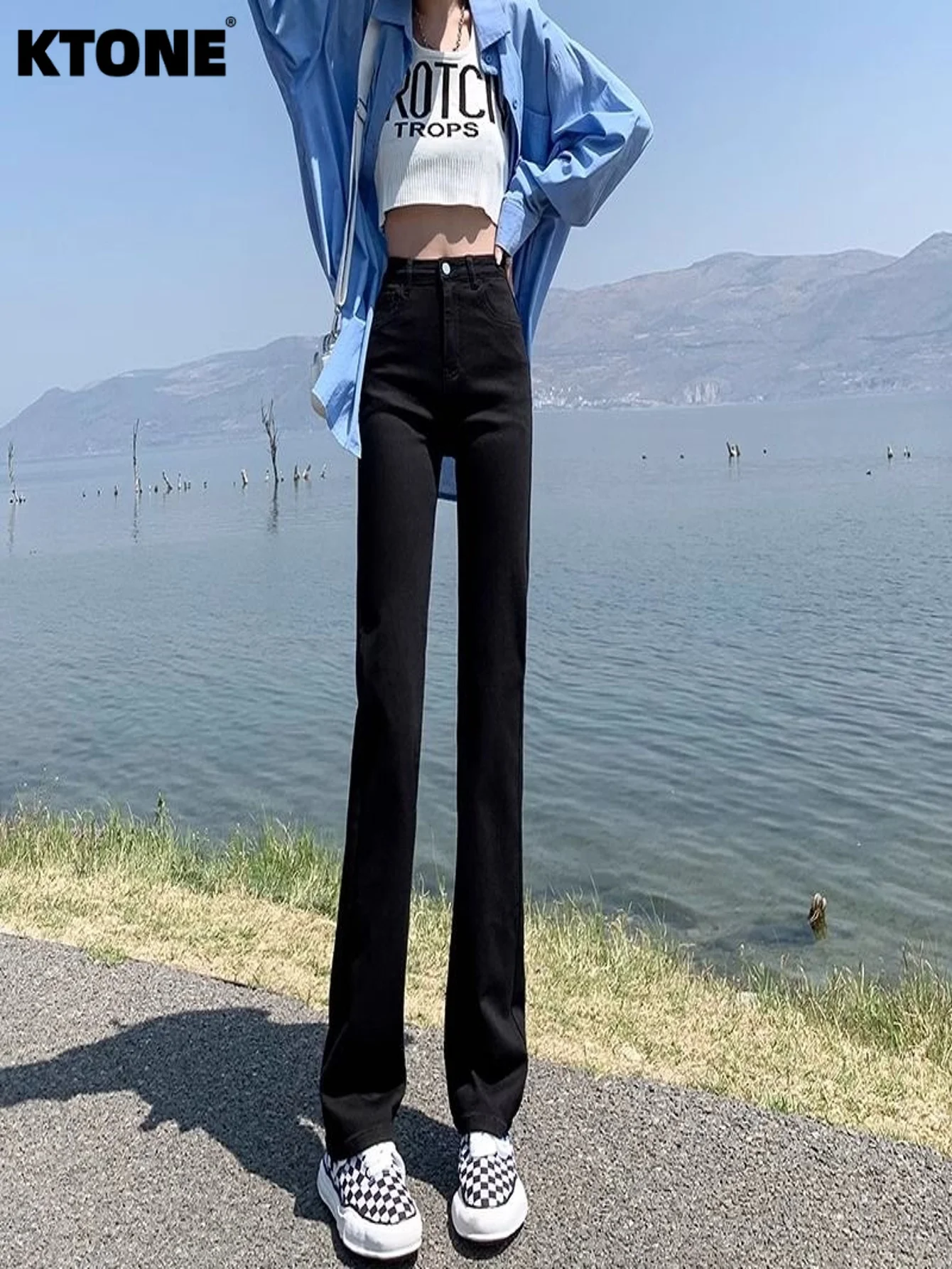 

Y2k Clothes Slim Tight Black Jeans For Man Drip Trend Original Pants No accessories or belts included