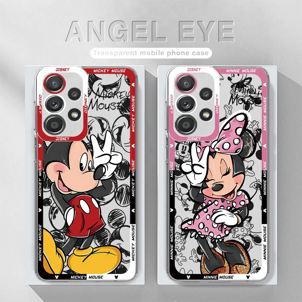 Disney Mickey Minnie Mouse Phone Case for Samsung Galaxy A15 A23 A34 A13 A14 4G A33 A24 A25 A73 5G A54 Clear Silicone Cover