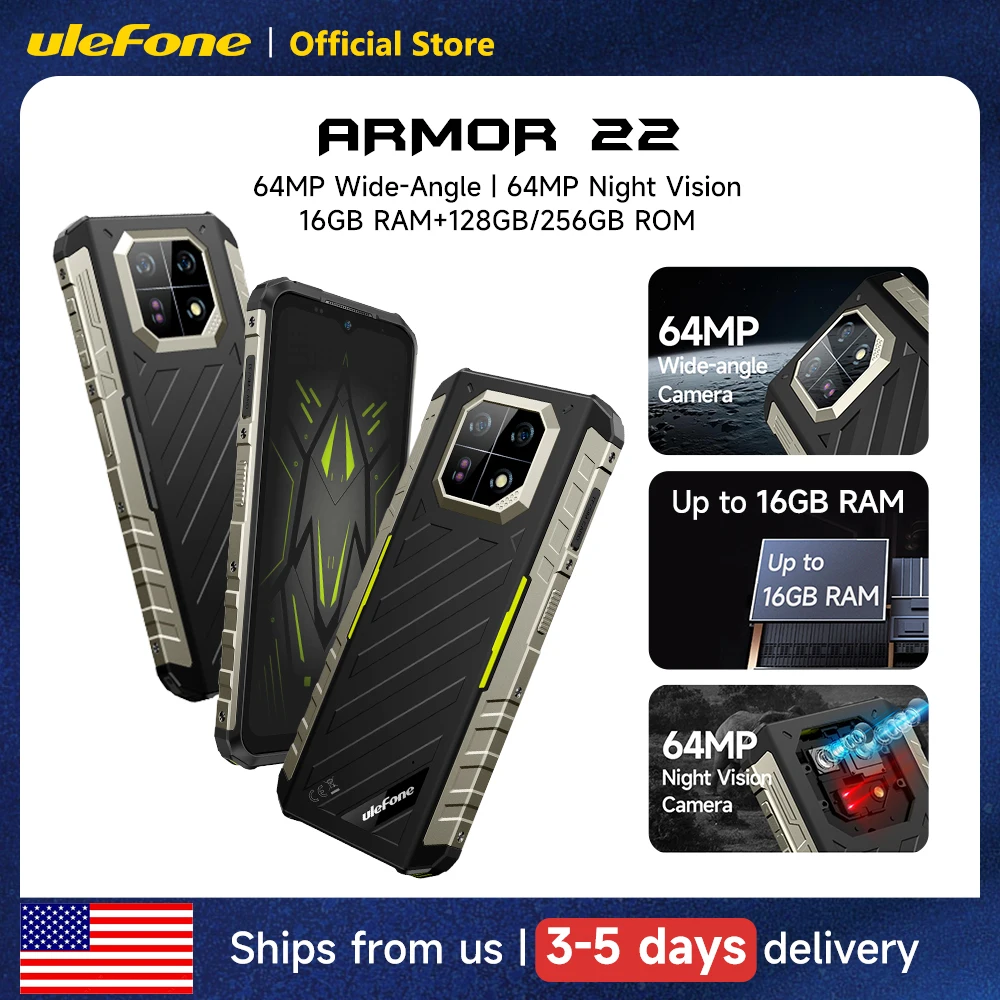 Ulefone-Téléphone robuste Armor 22, Smartphone Android 13, NDavid, Téléphone 4G 64MP, 16 Go, 8 Go, 8 Go de RAM ,128 Go, 256 Go, Dean