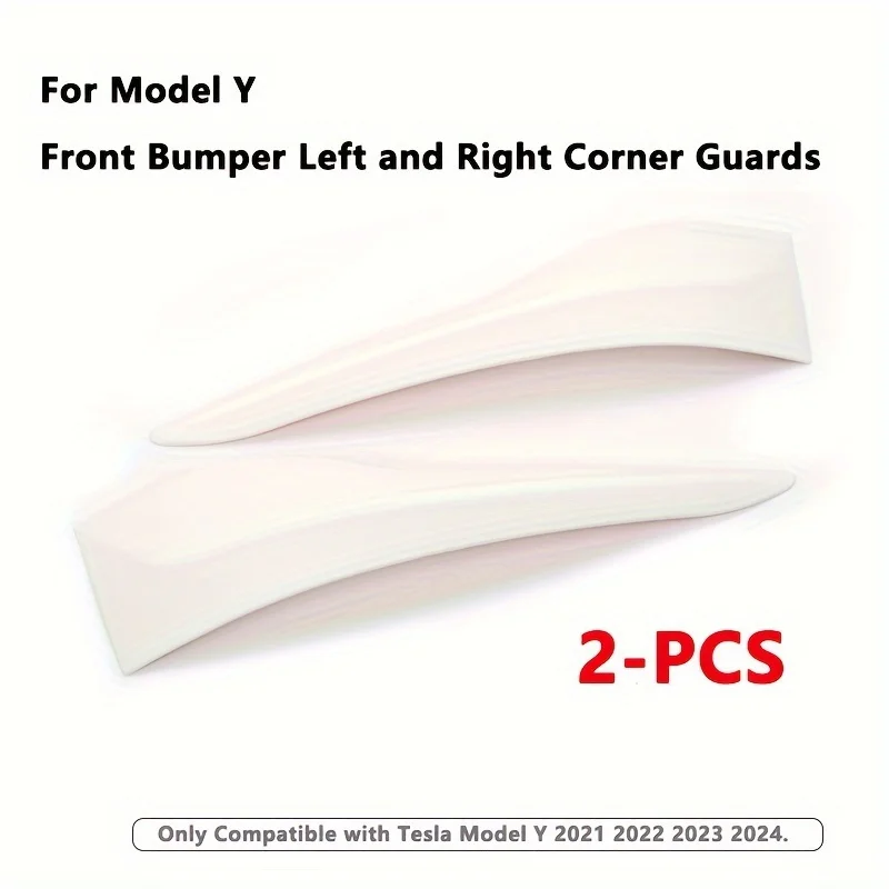 2PCs Anti-Collision Front Bumper Protector Strips for Tesla Model Y (2021-2024) - Silicone Corner Guards