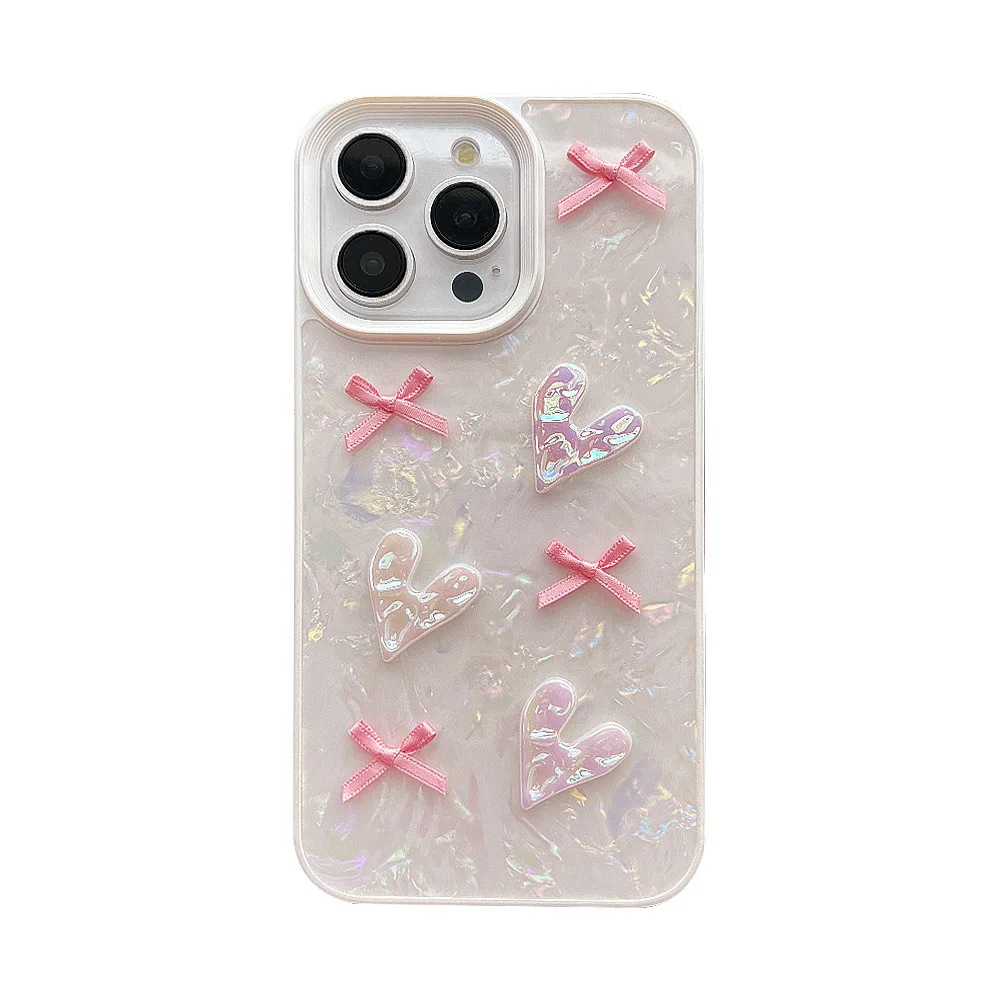 Ins 3D Love Design Case for IPhone 15 Pearl 13 Fashion 11 Women 14 Promax Soft 12 Skin Feel 8 Silicone 7 Plus Mobile Phone Case