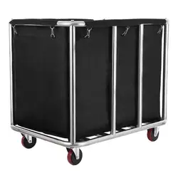 Heavy Duty Stainless Steel Rolling Laundry Cart With Wheels Commercial Home Use 330LBS Capacity Waterproof Cloth Basket Hamper