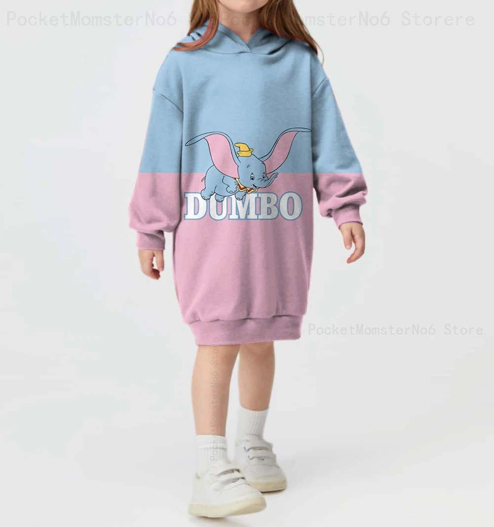 

Children's Anime Sweatshirts Long Sleeve Pullovers Girls Disney Dumbo Print Hoodies Girls Children's Hoodies Dresses