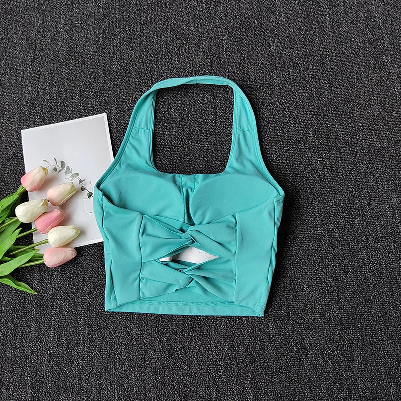 

Женский спортивный топ-бра со встроенным бюстгальтером, с перекрестной спинкой, быстросохнущий, для бега и йоги