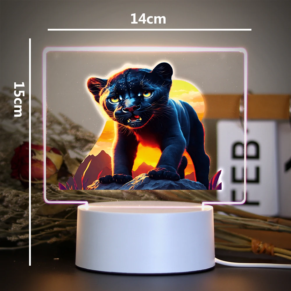 Tiger Acrylic Led Night Light For Bedroom Elephant Night Lamp Avatar Mange Room Decor Kid'S Gift