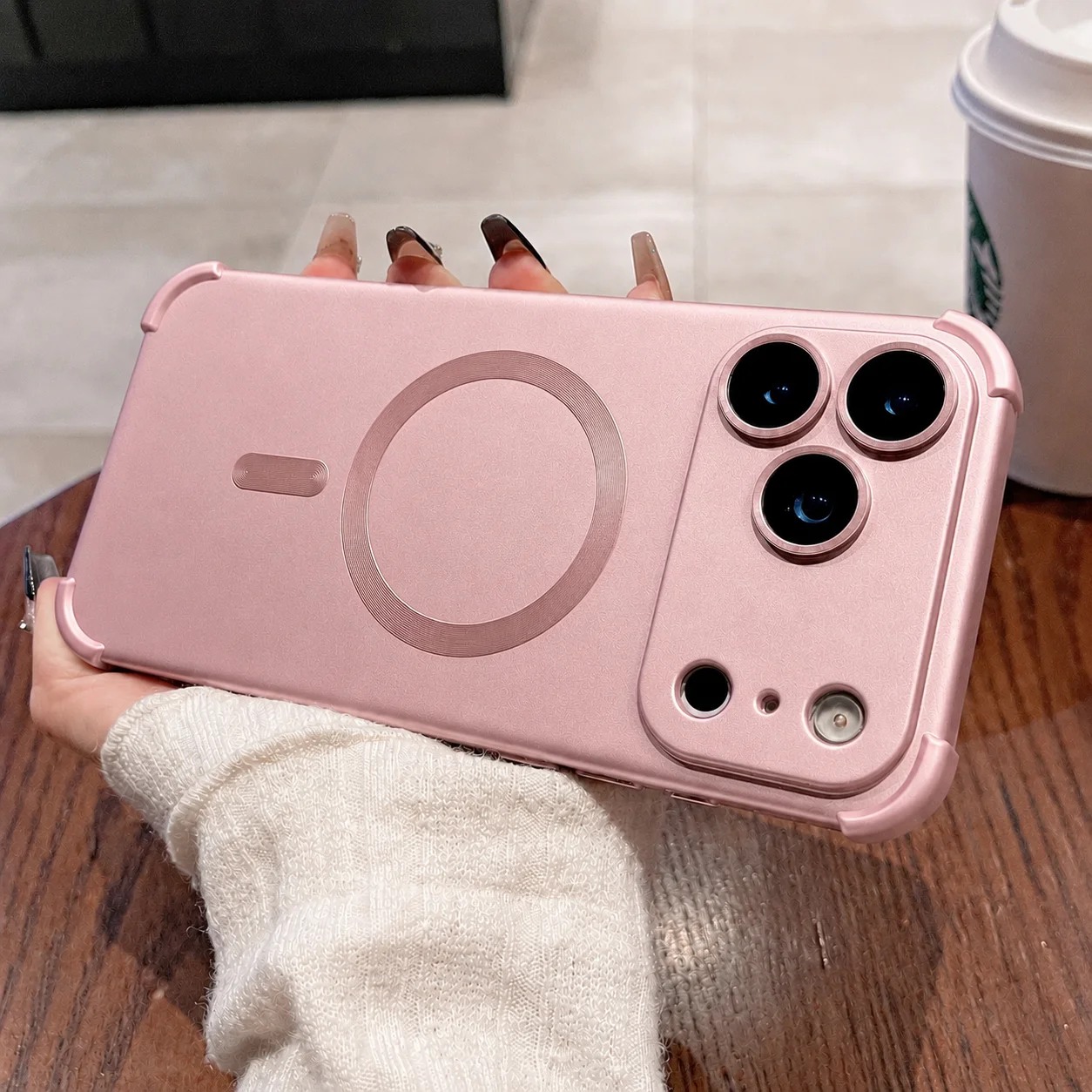 Luxury Four-corner Soft TPU Magnetic wireless charging Phone Case for IPhone 18 17 16 15 14 13 Pro Max Metallic Protection Cover view 5