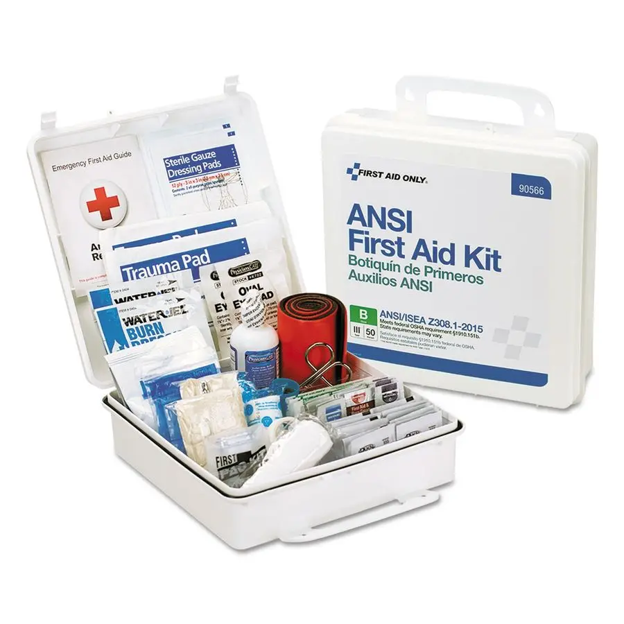 

90566 ANSI B 2015 and OSHA Compliant First Aid Kit, 50Person Emergency First Aid Kit for Business, Home, Car, and Worksites, 199